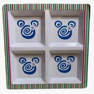 Disney Party Platter Tray Square 4 Sections Plastic Mickey Mouse Hawaiian